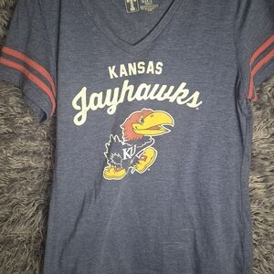 Kansas Jayhawks Womens V-Neck Shirt - Blue